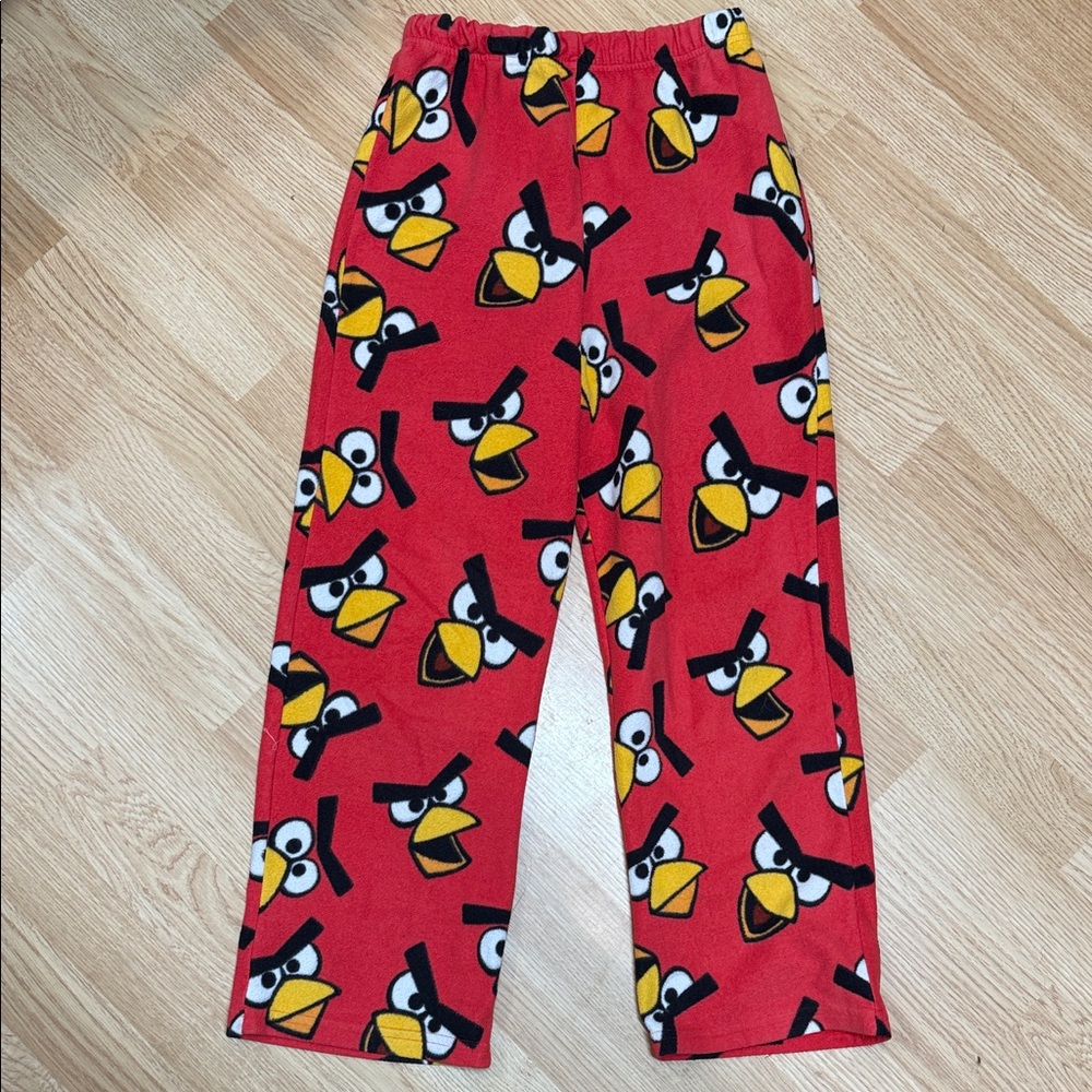 Angry Birds Kids Red Fleece Pajama Pants Lounge Sleepwear Cartoon